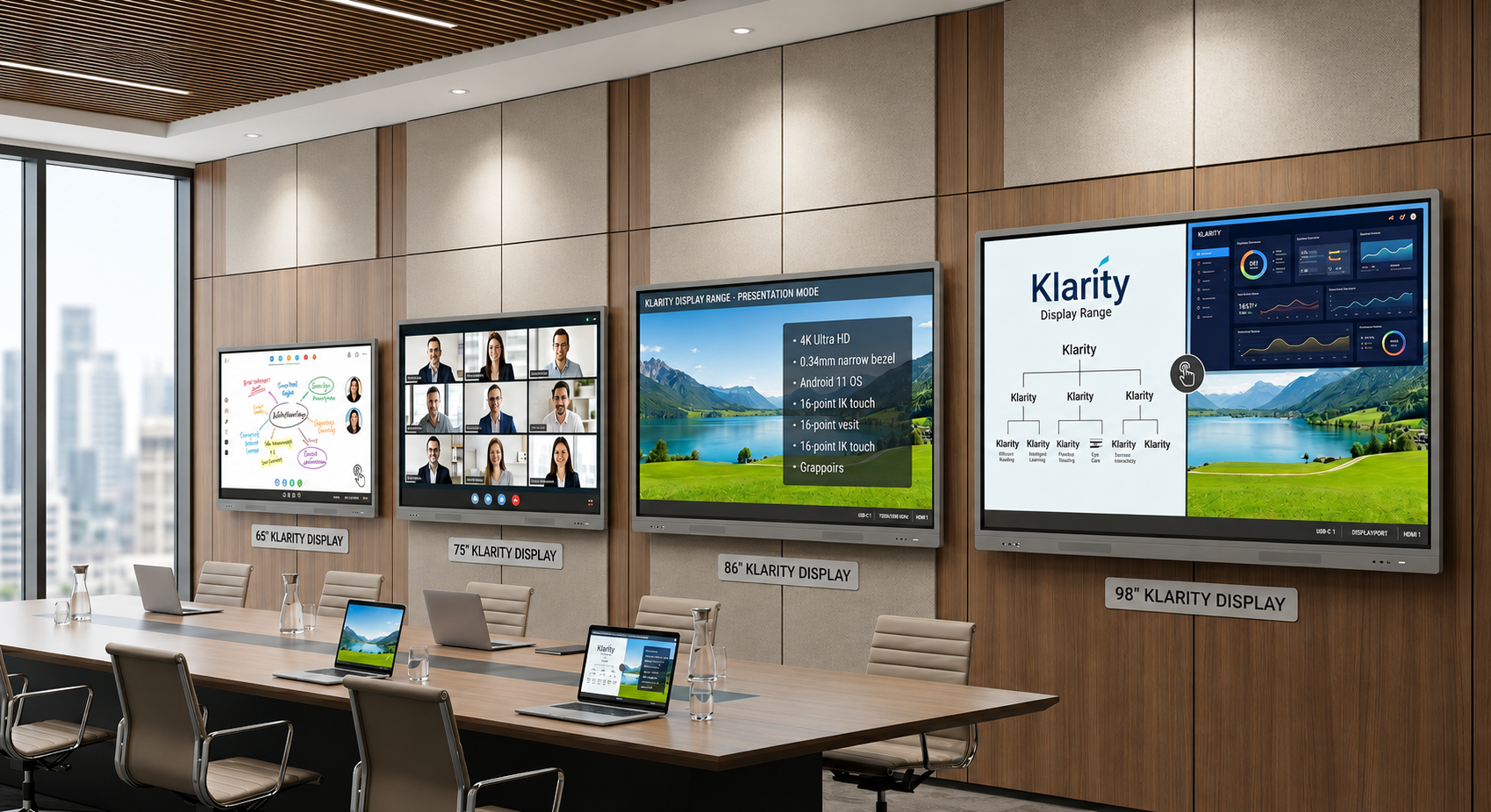 Interactive flat panel with camera banner